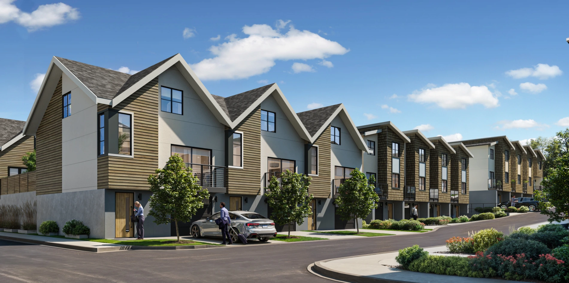RiverBend exterior rendering showing Collection B & A